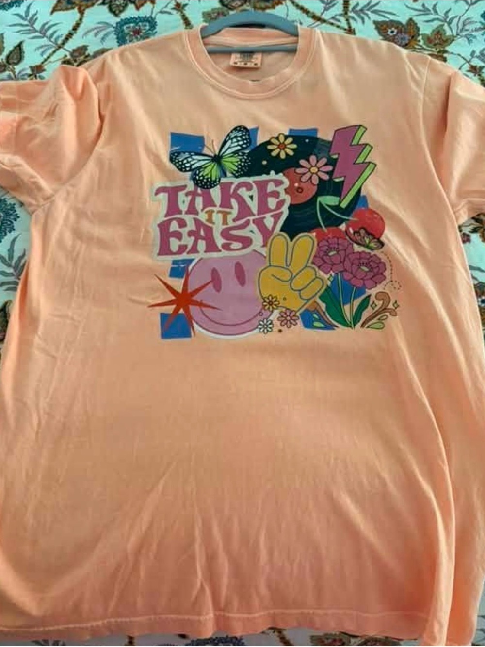 Comfort Colors Peach 'Take It Easy' Graphic Tee
